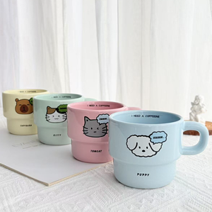 Factory Direct Custom Printed Stackable Colorful <b>Ceramic</b> <b>Mugs</b>, Stack-design Latte Drinking Cups Wholesale for Cafe & Gift - Product Image 5