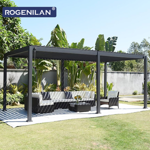 Pérgola de Jardín Moderna Personalizada ROGENILAN, Pérgola de Aluminio con Techo de Láminas Impermeable y Toldo Parasol - Product Image 1