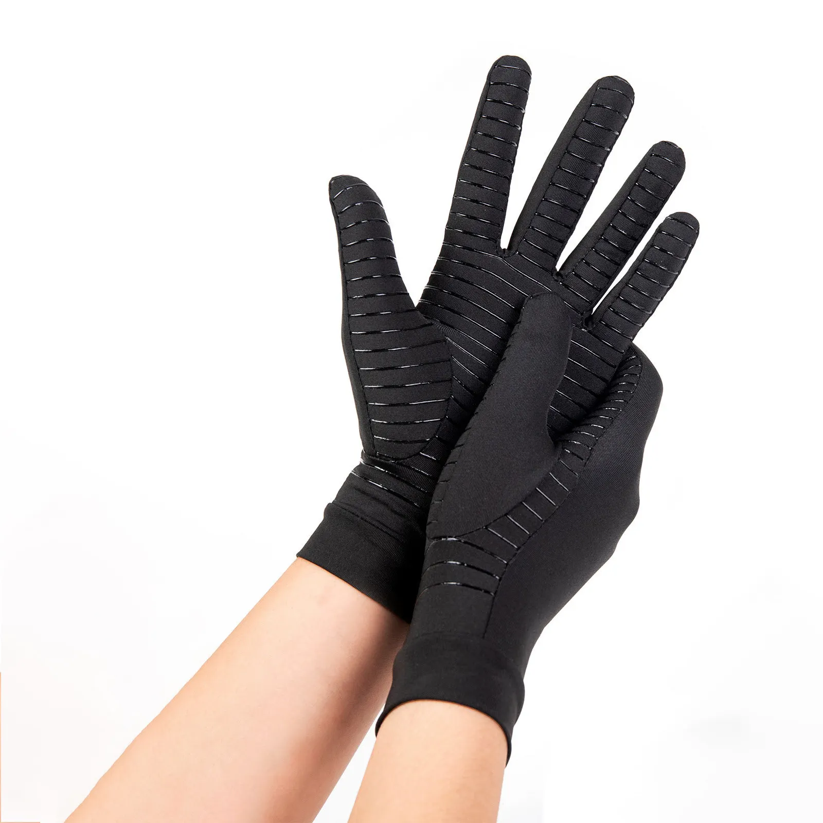 Copper Fiber Spandex Compression Non-slip Healthy Care Gloves Gym Touch Screen Running Sports Warm Full Finger Cycling Gloves