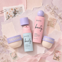 Ensemble d'emballages cosmétiques couleur macaron : flacon airless vide, flacon de lotion et pot de crème pour marques de beauté