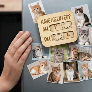 Imán de Refrigerador con Recordatorio de Alimentación para Perros Pafu, Recordatorio <span class=keywords><strong>AM</strong></span>/<span class=keywords><strong>PM</strong></span>, Deslizador de Madera para Cajas de Madera y Letreros de Pared para Programar las Comidas - Product Image 3