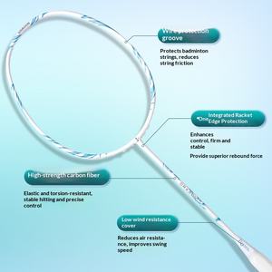 Raquette de badminton 5U Amateur Junior Collège Entièrement en carbone One Shot 25-28 Lbs Dureté modérée Poignée G5 Carbone ultra-léger - Product Image 3