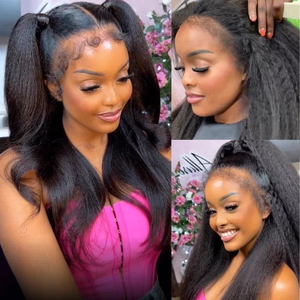 <strong>4C</strong> Kinky <strong>Edge</strong> 13x4 13x6 HD Lace Front Yaki Straight Human Hair <strong>Wigs</strong> for Black Women Cheap Yaki Lace Frontal <strong>Wig</strong> - Product Image 6