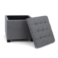 Tabouret de rangement en Faux lin, avec pieds, personnalisé, pour le canapé de salon