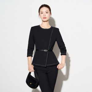 Women's Professional Blazer Suit Solid Color Slim Fit Houndstooth Pattern Workwear for Beauty Salons Dental Clinics Postpartum - Product Image 2