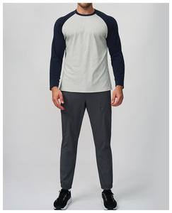 Camiseta deportiva, de ocio y fitness para hombre, de color transpirable, manga larga de nueve puntos, cuello redondo, camiseta de viaje a casa - Product Image 3