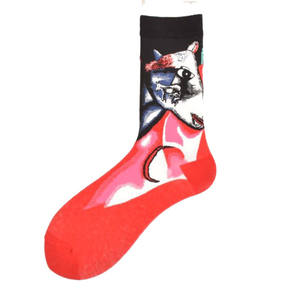 جوارب رجالية بالجملة بتصميم فان جوخ على طراز هاراجوكو، قطنية مريحة وملونة ومرحة بتصميم ثلاثي الأبعاد وشعار عتيق - Product Image 3