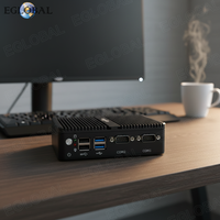 Mini PC EGLOBAL Intel Celeron J5005 de Cuatro Núcleos, Doble LAN, Doble COM, Windows 10 Home/Student, 7x24 Sin Ventilador, AES-NI, SSD, Nueva Memoria RAM DDR4