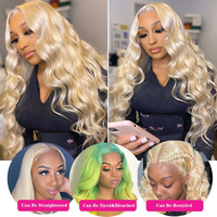 Perruque frontale HD 13x6 en dentelle, blond miel 613, cheveux humains ondulés, densité 200, brésiliens, pour femmes, perruques frontales en dentelle 13x4