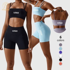 New Arrival Plus Size Yoga Set Gym Fitness Sets Hanging Sports Bra High Waist Shorts Set Workout Outfits for Women