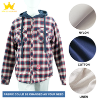 Chemise-veste en flanelle à carreaux pour homme, à capuche, doublée de polaire, boutonnée, décontractée, pour l'hiver, avec broderie de logo