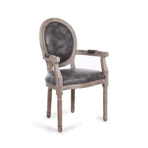 Meubles De Salon Confortable Accent Pieds <span class=keywords><strong>En</strong></span> Bois De Caoutchouc Gris Feuille Tissu <span class=keywords><strong>En</strong></span> <span class=keywords><strong>Cuir</strong></span> Salle À Manger Bras <span class=keywords><strong>Chaise</strong></span> - Product Image 1