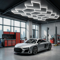 Lampe LED Dimmable 6500K pour Garage, Conception Géométrique DIY, Idéale pour Atelier de Réparation Automobile et Detailing