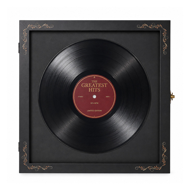 Customized Square 12-Inch Wood Eco-Friendly Modern Black Vinyl Record CD Display Frame with Glass for Collection