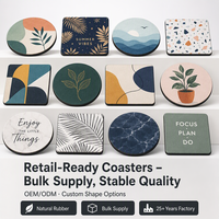 Sous-verres en gros, sous-verres pour la vente au détail, sous-verres pour supermarchés, sous-verres de forme personnalisée, en caoutchouc naturel, OEM USA