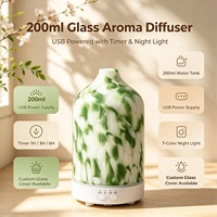Diffuseur d'huiles essentielles en verre USB 200 ml, décoration d'intérieur, diffuseur d'arômes, humidificateur d'air avec minuterie
