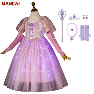 Led luce elegante abbigliamento ragazza principessa Rapunzel vestito TV & film costumi <span class=keywords><strong>bambina</strong></span> compleanno carnevale Halloween Party Dress - Product Image 6