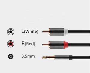 SAC1-<span class=keywords><strong>2</strong></span> kabel Audio Stereo <span class=keywords><strong>2</strong></span>-in-1, rangkaian kabel isolasi PVC berlapis emas pria RCA Male ke 3.5mm - Product Image 5