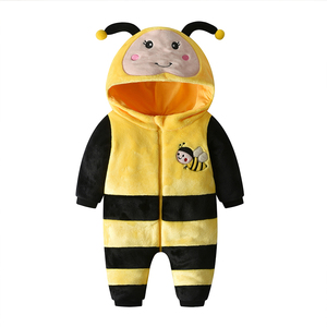 Combinaison animale en flanelle à manches longues respirante et écologique avec fermeture éclair bidirectionnelle, costume d'animal pour enfants, Halloween, abeille - Product Image 4