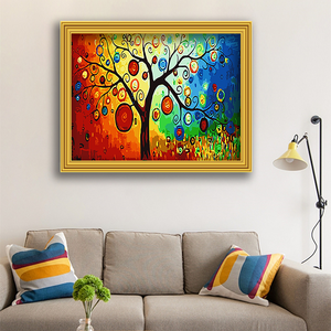 ภาพเขียนสีน้ำมันแบบนามธรรมรูปต้นไม้แห่งความโชคดีสีสันสดใสขนาด40*50ซม. ภาพวาดตกแต่งบ้านยังคงมีชีวิตอยู่ - Product Image 4