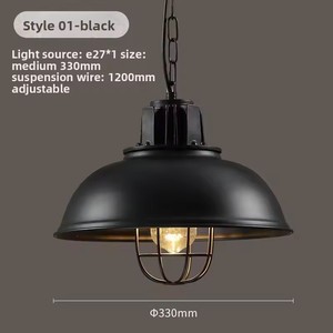 Lampe suspendue rétro nordique moderne, luminaire suspendu vintage en fer industriel avec <span class=keywords><strong>ampoule</strong></span> E27 - Product Image 3