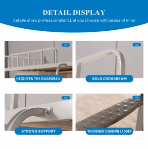 <span class=keywords><strong>Cama</strong></span> Alta Doble de Acero y Madera Resistente con Dos Escritorios y Armario Compartido para Parejas - Product Image 6