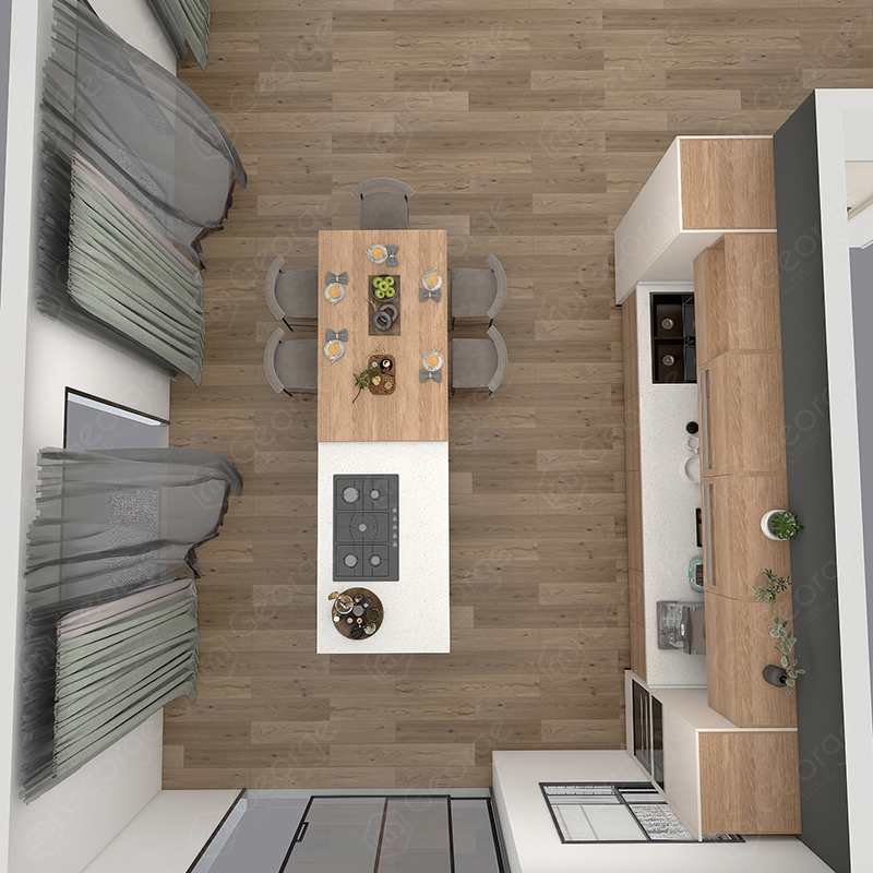 High-End Modern Kitchen Cabinets with Countertops Storage Kitchenware & Sink Faucet Hinge Drawer Basket-Acrylic Door Panel · image 6