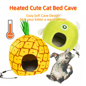 Minuterie Réglable Radiateur Chat Lit Mignon Ananas Conception Durable Tissu Pet House Chaud Confortable Intérieur Cave pour Grands Chats Chiots - Product Image 2