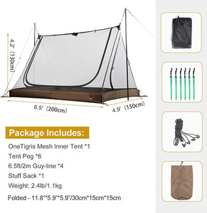 Tienda de campaña con pantalla de malla para 2 personas, refugio de pantalla de 3 aberturas con <span class=keywords><strong>suelo</strong></span> de bañera impermeable para acampar al aire libre - Product Image 3