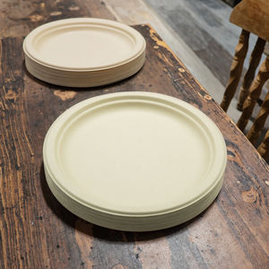 Lot <span class=keywords><strong>de</strong></span> 50 assiettes jetables <span class=keywords><strong>en</strong></span> papier écologiques compostables résistantes <span class=keywords><strong>de</strong></span> 8/9/10 pouces, biodégradables <span class=keywords><strong>en</strong></span> <span class=keywords><strong>fibre</strong></span> <span class=keywords><strong>de</strong></span> <span class=keywords><strong>canne</strong></span> à <span class=keywords><strong>sucre</strong></span>, bagasse, pour le dîner - Product Image 2