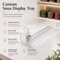 Poussoir à ressort en plastique personnalisé pour système d'étagères de présentation de cigarettes, plateau poussoir en acrylique pour snus, poussoir de produits