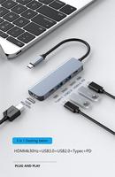 Base de Conexión SYONG 5 en 1 Thunderbolt 4, HDMI 4K, Puertos USB 3.0 y USB 2.0, Hub Tipo C*2 para Computadora Portátil
