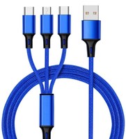 Productos de Venta caliente Todo en uno Cable USB Cable DE DATOS 1,2 m 4FT Nylon trenzado con 3 conectores Cable de carga USB RSZ8