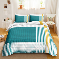 Housse de couette personnalisable en polyester 300TC, motif quadrillé simple, écologique, ensemble de literie tendance pour la maison