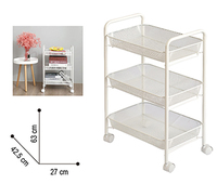 Chariot de rangement en plastique à 3 niveaux, chariot utilitaire roulant, Stable, stockage d'outils métalliques mobiles, facile à plier, 3 ans Sina