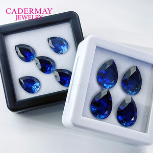 Cadermay Royal Sapphire Pear Cut Loose Stone Blue Synthetic Gemstone For Jewelry Making - Product Image 1