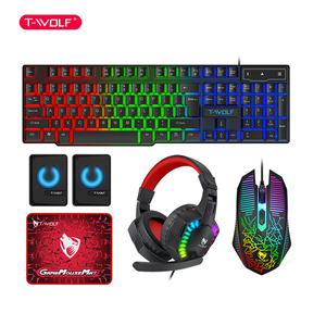 T-WOLF TF880 Vendita Diretta dalla Fabbrica Combo 5-in-1 Tastiera Cablata per <span class=keywords><strong>Gaming</strong></span> <span class=keywords><strong>Mouse</strong></span> Tappetino per <span class=keywords><strong>Mouse</strong></span> Cuffie Altoparlante con Retroilluminazione RGB per <span class=keywords><strong>Gaming</strong></span> - Product Image 1