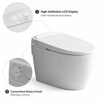 Inodoro Inteligente Todo en Uno con Bidé Automático, Asiento con Calefacción, Control Remoto, Taza Cuadrada, Drenaje S-Trap y P-Trap