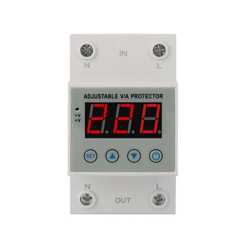 63A Din Rail 230V có thể điều chỉnh AC Over Voltage thiết bị bảo vệ 2P 54m Relay Monitor hiện tại giới hạn bảo vệ tăng 2P 54m