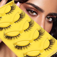 Faux Cils Cat Eye Fox Faux Mink Strip Lashes Wispy Lashes 5 Paires Pack Winged Cat Eye Lashes Pack