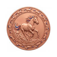 Pièce de monnaie commémorative ronde personnalisée en cuivre rose antique massif, avec cheval en relief 3D, animal du zodiaque