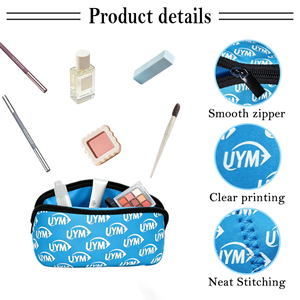 Sac en néoprène avec logo personnalisé, impression par sublimation, fermeture éclair, trousse de maquillage, grande capacité, organiseur de toilette, cosmétiques, maquillage, voyage - Product Image 5