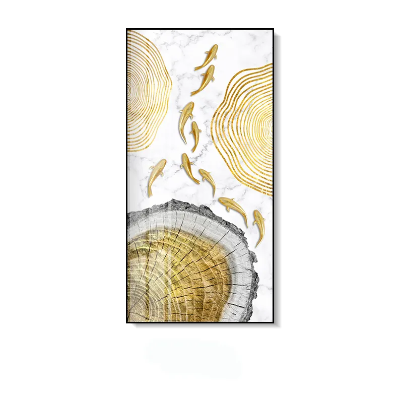 거실 장식 금박 금 물고기 크리스탈 도자기 장식 현대 미술 그림