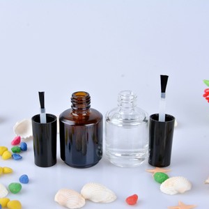 Gran oferta botella vacía de esmalte de uñas ámbar 15ml botella de esmalte de uñas de Gel UV negro con cepillo - Product Image 1