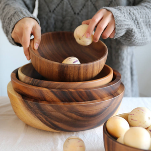 Japanese Acacia Wooden Bowl Thickened Wooden <b>Box</b> Household Large Soup <b>Box</b> Hotel <b>Noodles</b> <b>Box</b> Wholesale - Product Image 1