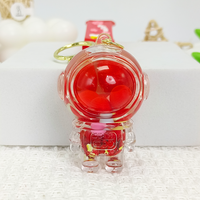 Porte-clés créatif en forme de diamant avec liquide flottant, paillettes acryliques et motif animal de dessin animé, idéal pour cadeaux promotionnels, sacs et voitures