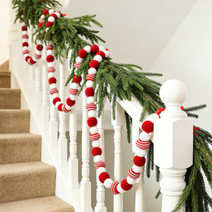 Guirnaldas de <span class=keywords><strong>Bolas</strong></span> de Navidad <span class=keywords><strong>Blancas</strong></span> y Rojas de Calidad para Decoración de Árboles de Navidad y Barandillas de Escaleras, Guirnaldas de <span class=keywords><strong>Bolas</strong></span> de Navidad Personalizadas - Product Image 3
