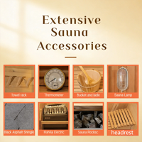 Ruang Sauna Tradisional Luar Ruangan untuk 4 Orang, Kit Sauna Kayu Solid Model Kubus Nordik dengan Pemandangan Panorama