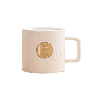 Taza <span class=keywords><strong>de</strong></span> café <span class=keywords><strong>de</strong></span> cerámica con logotipo personalizable con sello <span class=keywords><strong>de</strong></span> cobre a rayas Taza para beber - Product Image 3