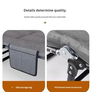 Lit moderne en métal pour l'extérieur, pliable, pour le camping, le bureau, la sieste, en coton épais, pour la plage, l'hôpital, l'école, le balcon, la cour - Product Image 3